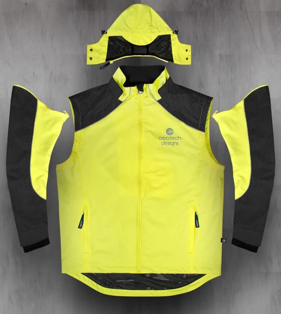 | Men's AeroReflective Cycling Rain Coat | Convertable Waterproof Jacket | High Visibility Reflective