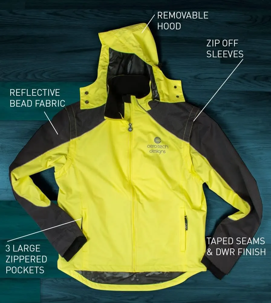 | Men's AeroReflective Cycling Rain Coat | Convertable Waterproof Jacket | High Visibility Reflective