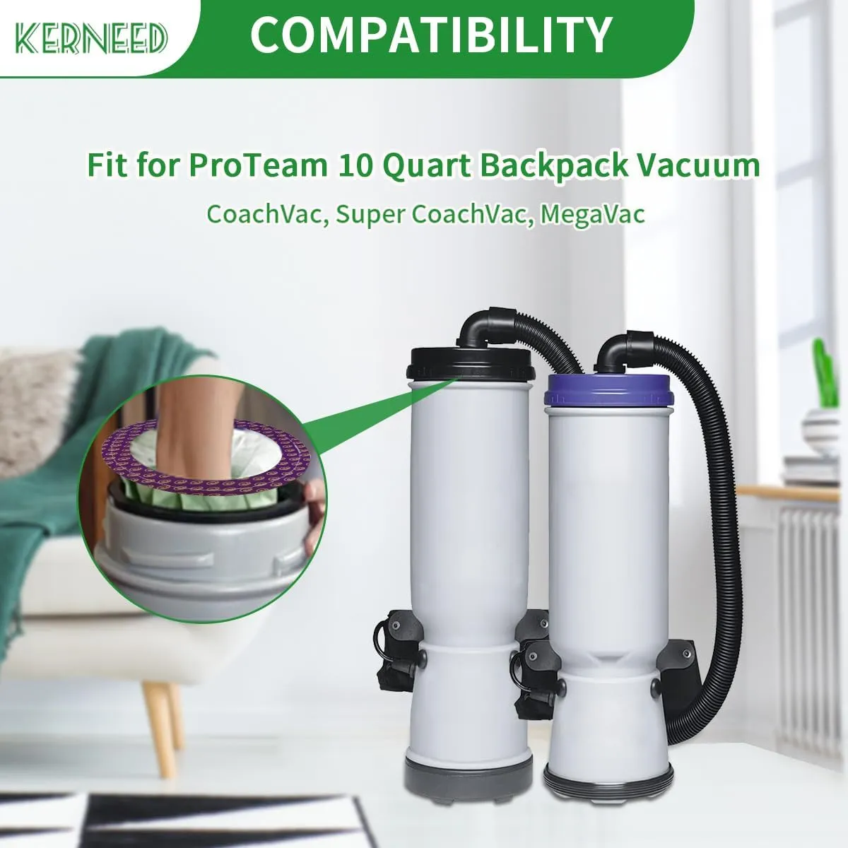 12 Pack 100331 Micro Filter Bags Replacement for ProTeam 10 Quart Backpack Vacuum: CoachVac, Super CoachVac, MegaVac, Replace Part #100331 Open Cirular Collar