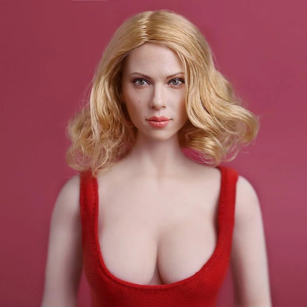 1/6 Female Head Sculpt,Scarlett Johansson Head Sculpture Carving Lovely Girl Doll for 12'' TBLeague/Phicen/JIAOUDOLL/Hot Toys Collection Doll