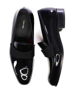 $1,750 TOM FORD Black Patent Leather Tuxedo Loafers 8.5 US (8T)