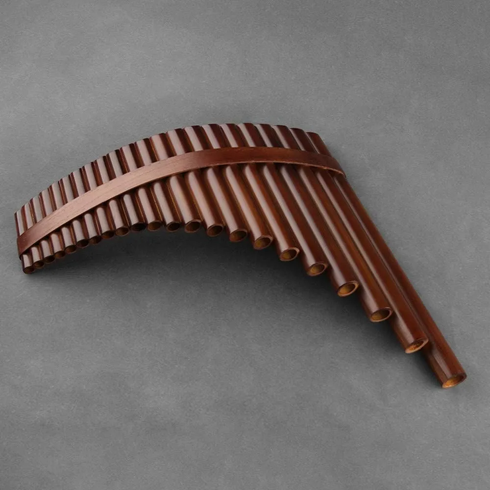 22/25 Pipes G Key Professional Pan Flute Chinese Traditional Musical Instrument Pan Pipes Easy to Learn with Exquisite Brown Pan Pipes Flute and Black Leather Bag (22-Left Hand)