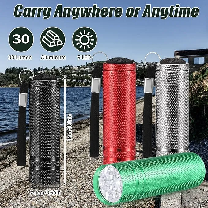 24 Pack Mini Flashlights Bulk, Bright Aluminum Handheld Flashlight with Lanyard, Small LED Flashlights for Kids Night Reading Emergency Hurricane Camping Cycling Party Favors(Bright Color)