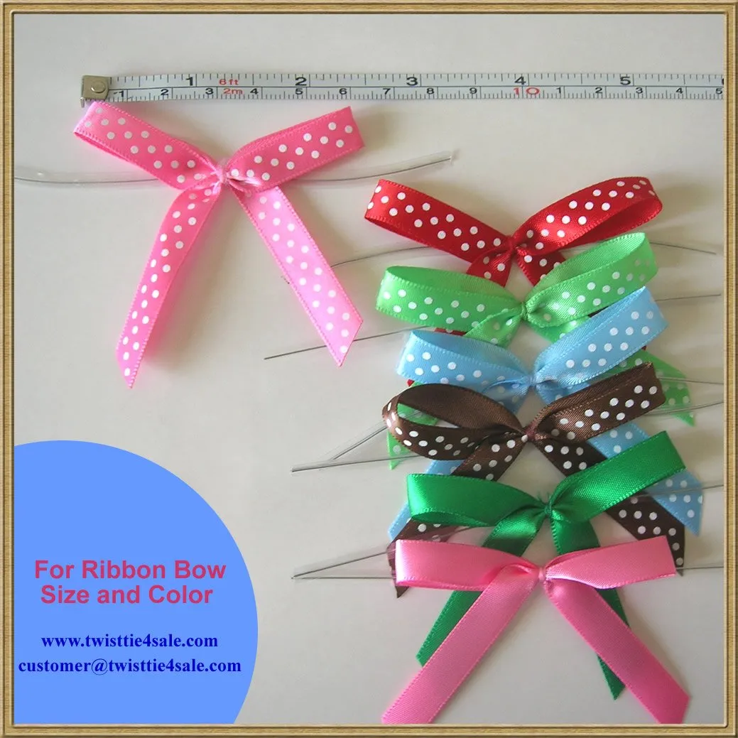 25 Solid White Satin Pre-Tied Ribbon Bow for cello bag in wedding and Party