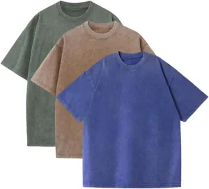 3 Pcs Workout Mens T Shirts Oversized T Shirts for Men Unisex Heavyweight Acid Wash Pump Gym T Shirts