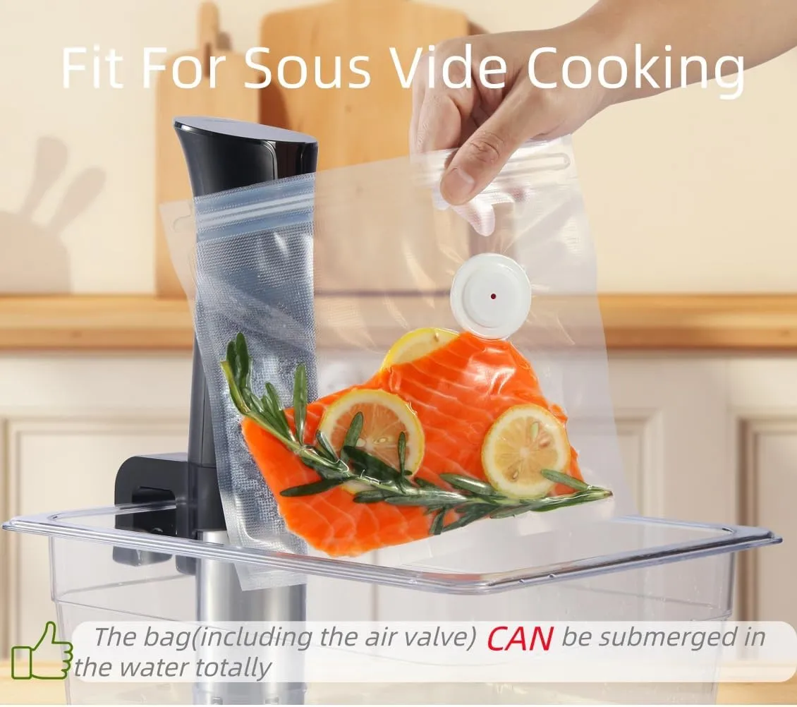 30 Upgraded Reusable Vacuum Sealer Bags(20p 8"X8", 10p 10"X11")   2 Clips, 1 Year Airtight, For Food Preservation and Storage, Sous Vide Cooking, BPA Free, Reinforced, 7.5mil Thick (No Pumper)