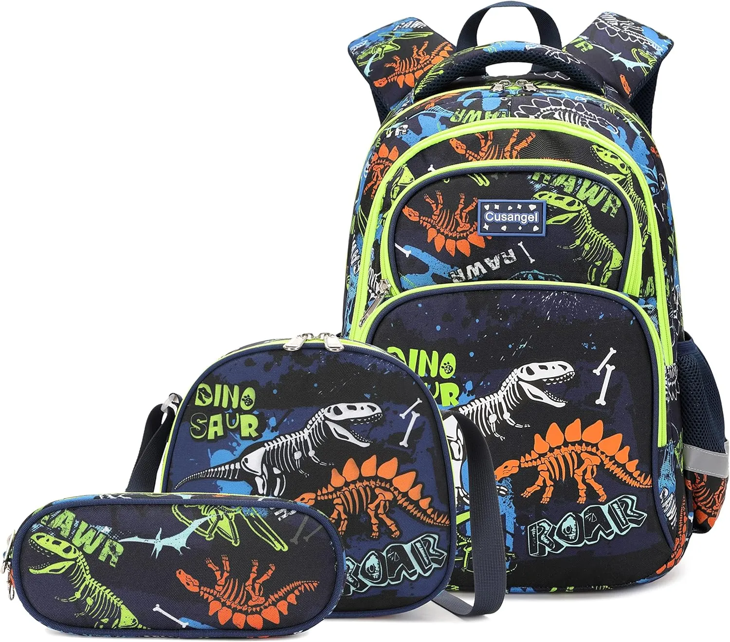 3Pcs Boys Dinosaur Backpack Set with Lunch Box Pencil Case, School Book Bag for Kids Elementary Preschool…
