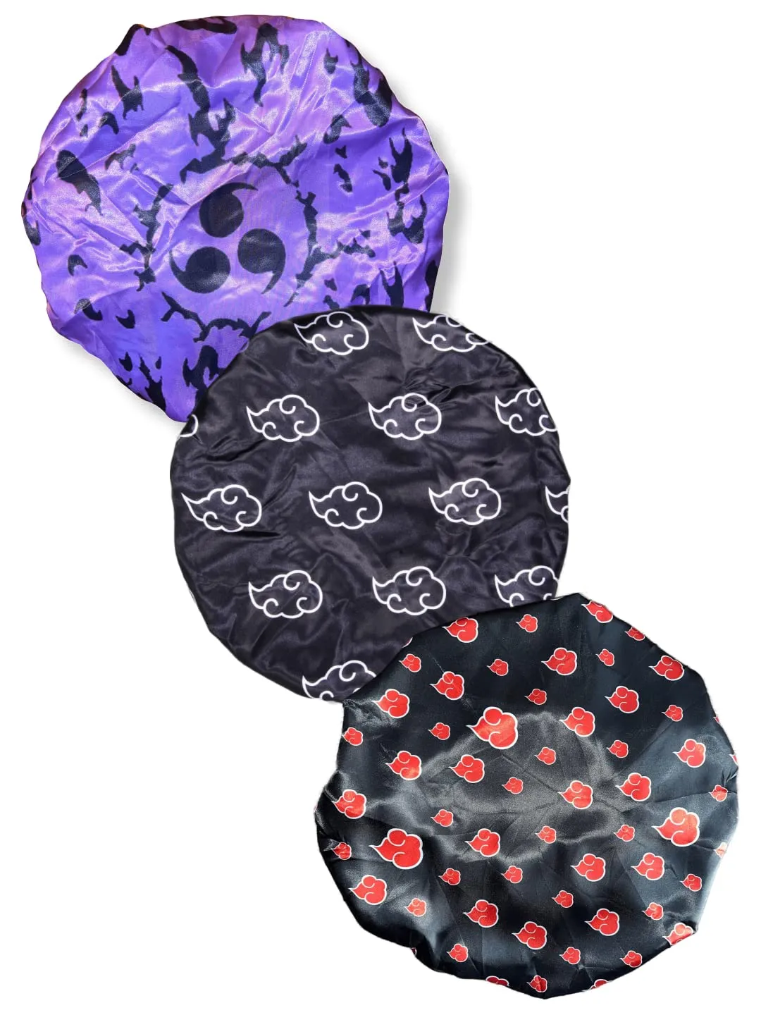 3pcs Silky Design Bonnet with Elastic Soft Band Adjustable Women and Men, Comfortable Satin Fabric (Naru2 Tri)