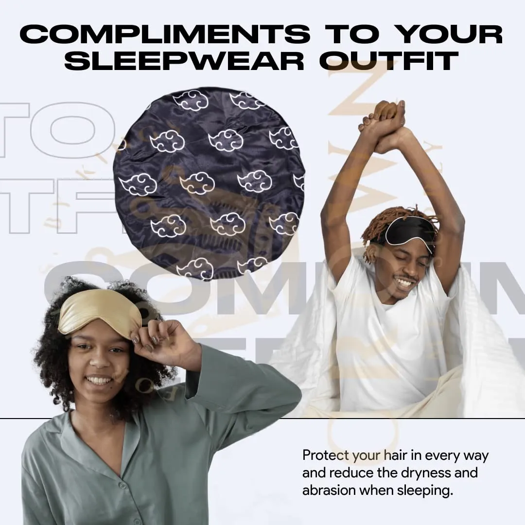 3pcs Silky Design Bonnet with Elastic Soft Band Adjustable Women and Men, Comfortable Satin Fabric (Naru2 Tri)