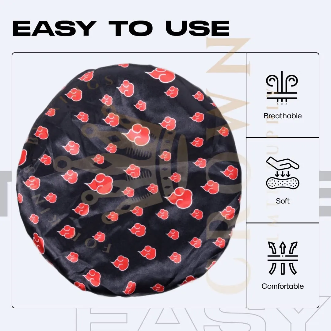 3pcs Silky Design Bonnet with Elastic Soft Band Adjustable Women and Men, Comfortable Satin Fabric (Naru2 Tri)