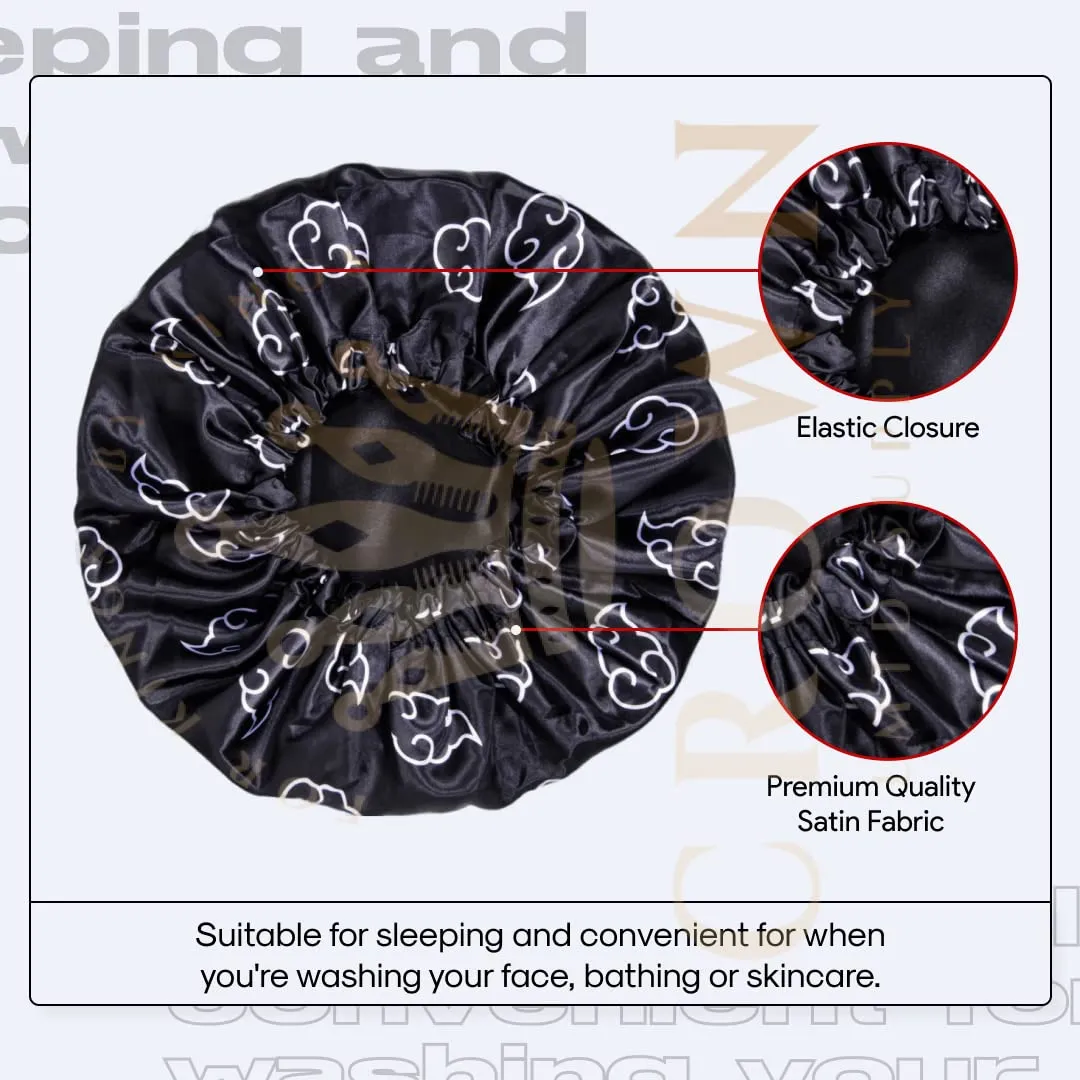 3pcs Silky Design Bonnet with Elastic Soft Band Adjustable Women and Men, Comfortable Satin Fabric (Naru2 Tri)