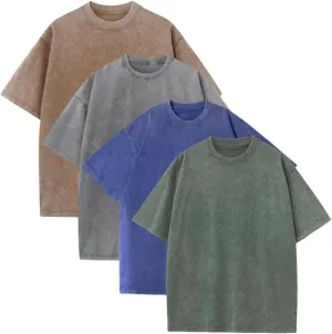 4 Pcs Oversized Heavyweight Acid Washed Workout Pump Gym T Shirts for Men Style
