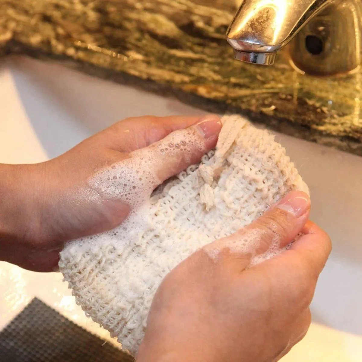 50PCS Soap Exfoliating Bags Cotton Linen Foaming Soap Saver Bag Pouch Drawstring