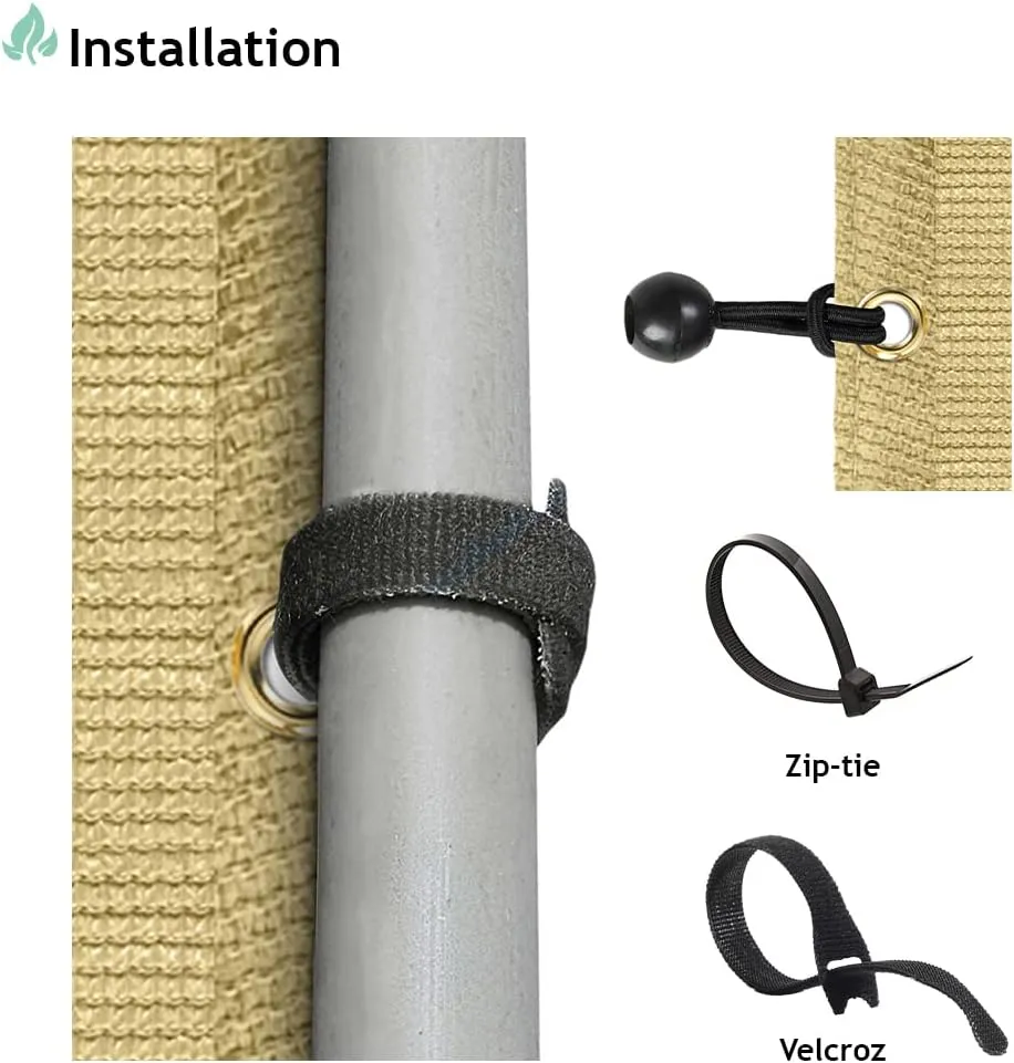 9'x9' Sun Shade Sail Straight Edge with Grommet Rectangle Canopy Awning Fabric Cloth Screen 98% UV Block 240GSM Heavy Duty Commercial Grade Outdoor Patio Carport (Sand)