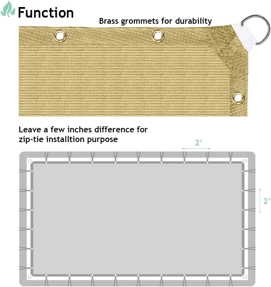 9'x9' Sun Shade Sail Straight Edge with Grommet Rectangle Canopy Awning Fabric Cloth Screen 98% UV Block 240GSM Heavy Duty Commercial Grade Outdoor Patio Carport (Sand)