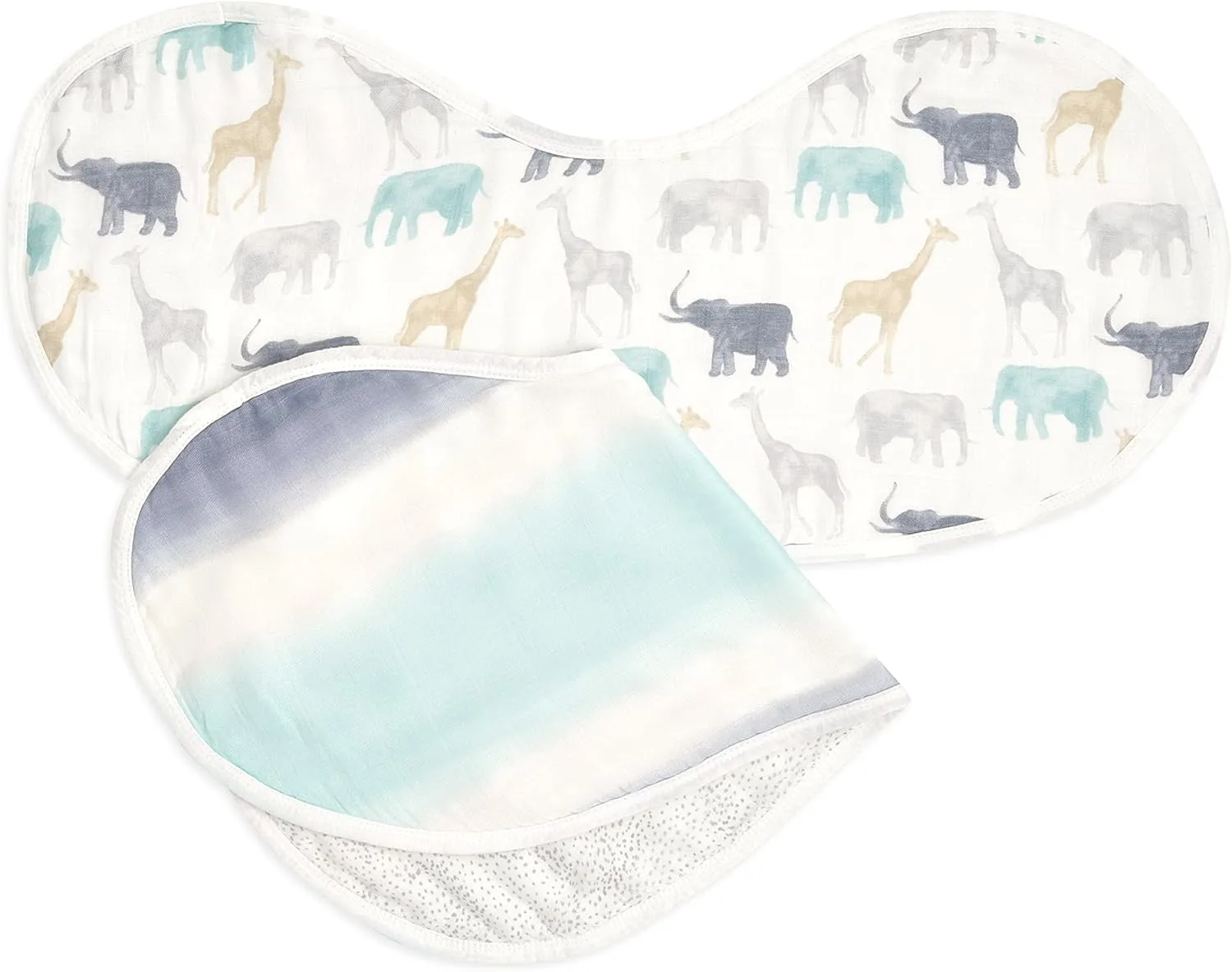 aden   anais Silky Soft Bamboo Viscose Burpy Bib – Multi-Use, Absorbent 4-Layer Burp Cloth and Full-Coverage Snap-Closure Baby Bib in One, Lap-Shoulder Drool Cloth, 22.5” X 11”, 2-Pack, Expedition
