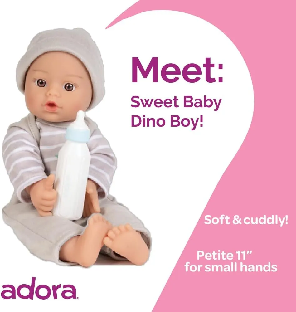 Adora Sweet Baby - 11” Soft & Cuddly Baby Doll, Realistic Features, Gentle Scent, Machine Washable, Lightweight & Easy to Hold | Adorable Playmate (Boy Dino)