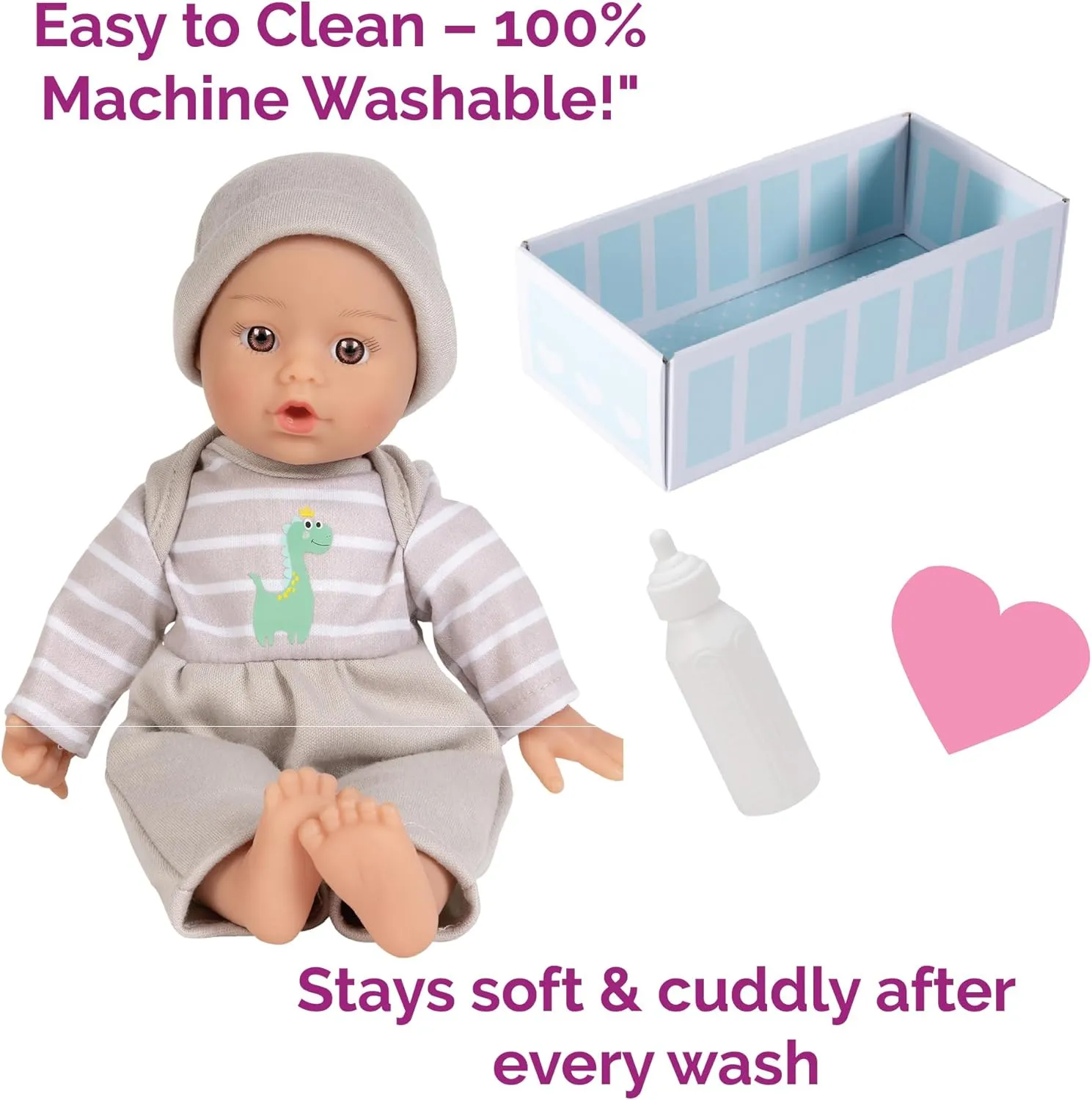Adora Sweet Baby - 11” Soft & Cuddly Baby Doll, Realistic Features, Gentle Scent, Machine Washable, Lightweight & Easy to Hold | Adorable Playmate (Boy Dino)
