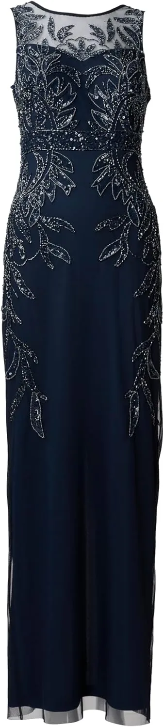 Adrianna Papell Women's Beaded Column Long Dress