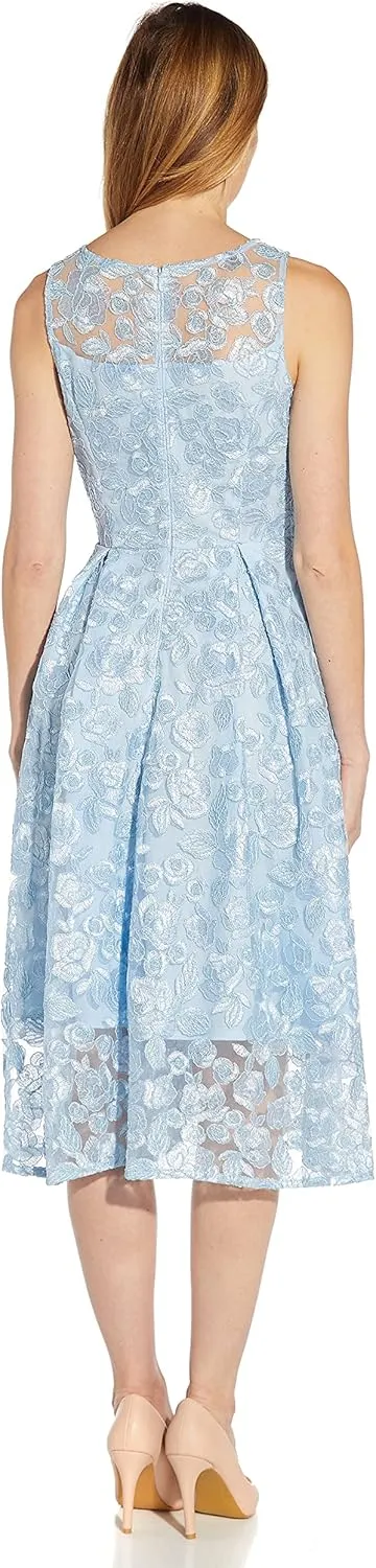Adrianna Papell Women's Embroidered Tea Length Dress