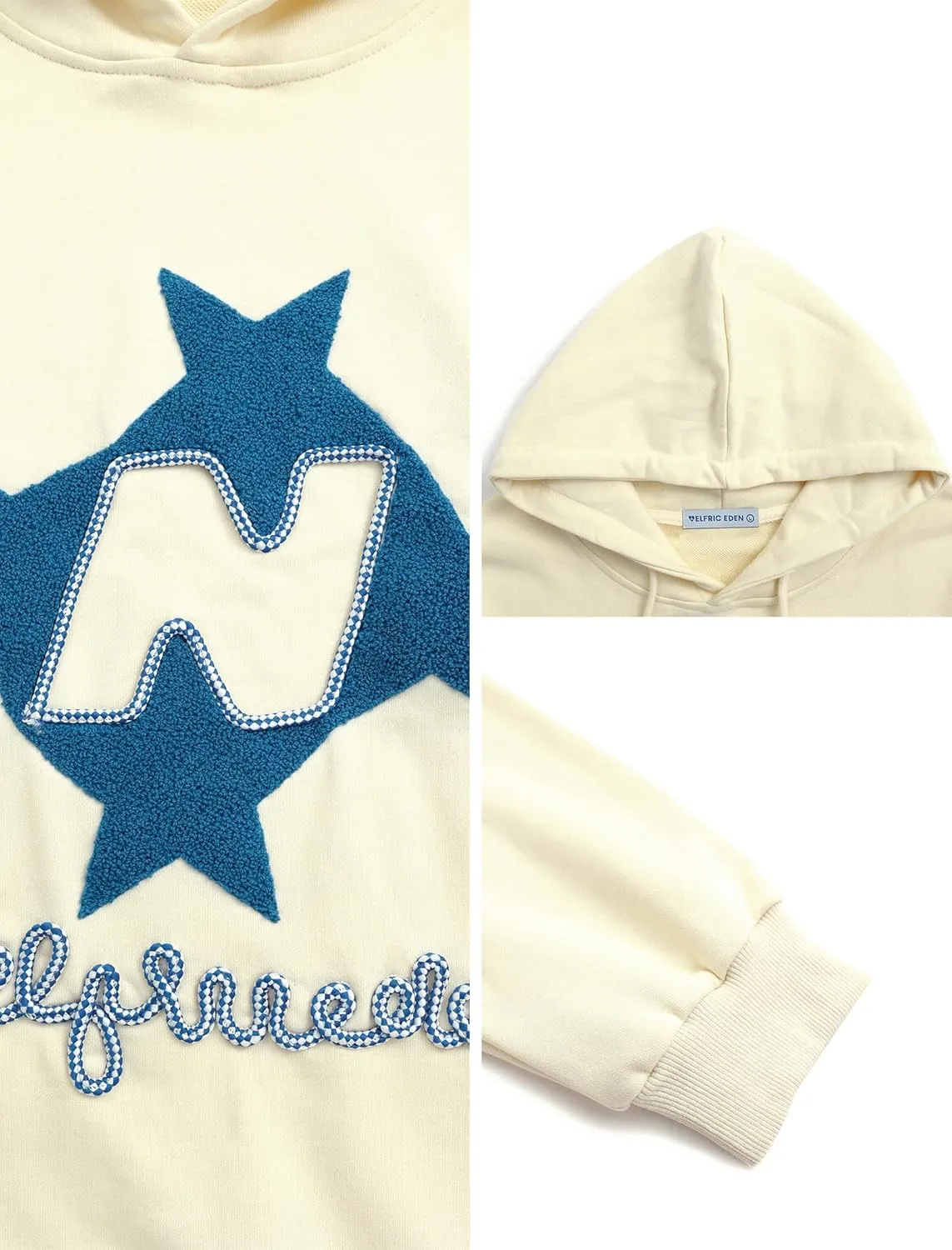 Aelfric Eden Y2k Hoodie Women Graphic Oversized Hoodies Star Embroidered Hoodied Sweatshirt Casual Vintage Pullover