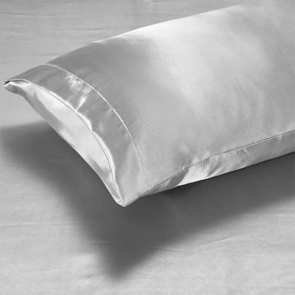 AiMay 3 Piece Satin Duvet Cover Set Bedding Sets 1800 Series Luxury Rich Silk Silky Super Soft Solid Color Reversible Comfortable Honeymoon Wrinkle Free (King, Grey)