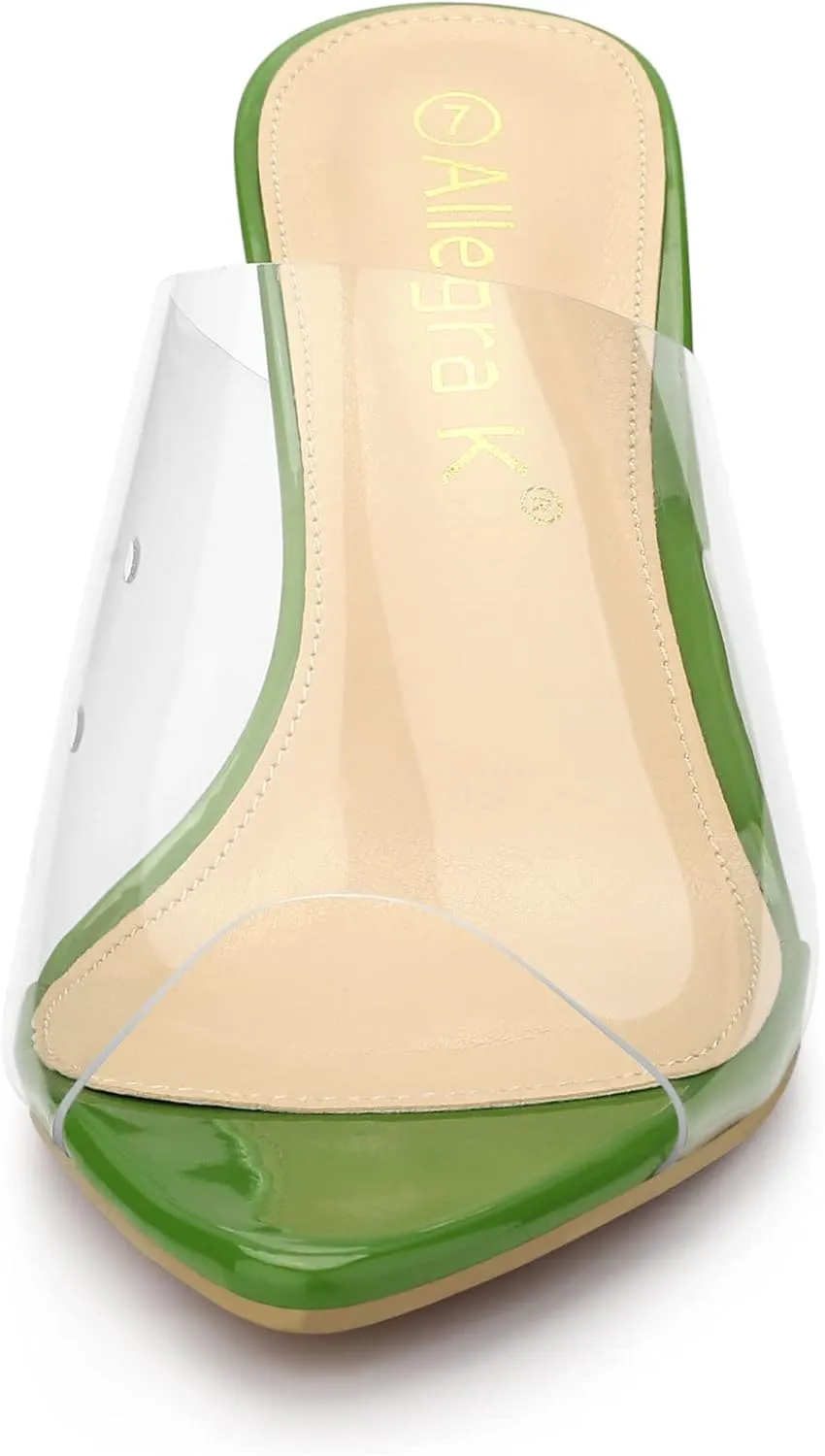 Allegra K Women's Clear Chunky Heel Slides Sandals Mules