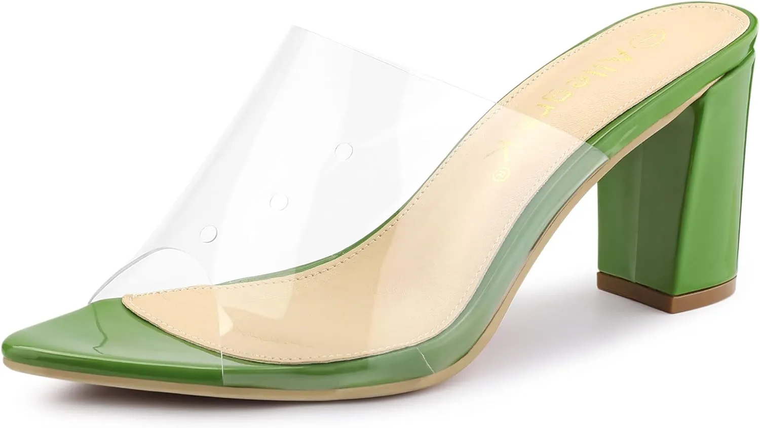 Allegra K Women's Clear Chunky Heel Slides Sandals Mules