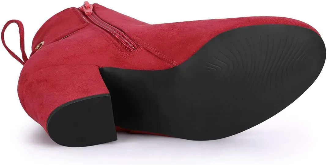 Allegra K Women's Round Toe Block Heel Zipper Lace Up Ankle Boots