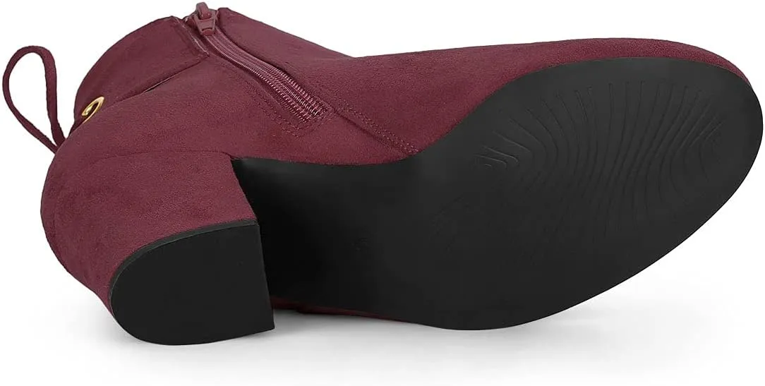 Allegra K Women's Round Toe Block Heel Zipper Lace Up Ankle Boots