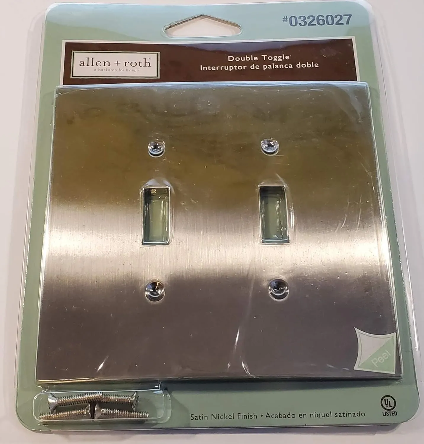 Allen   Roth Double Toggle Satin Nickel Finish Metal Switch Wall Plate