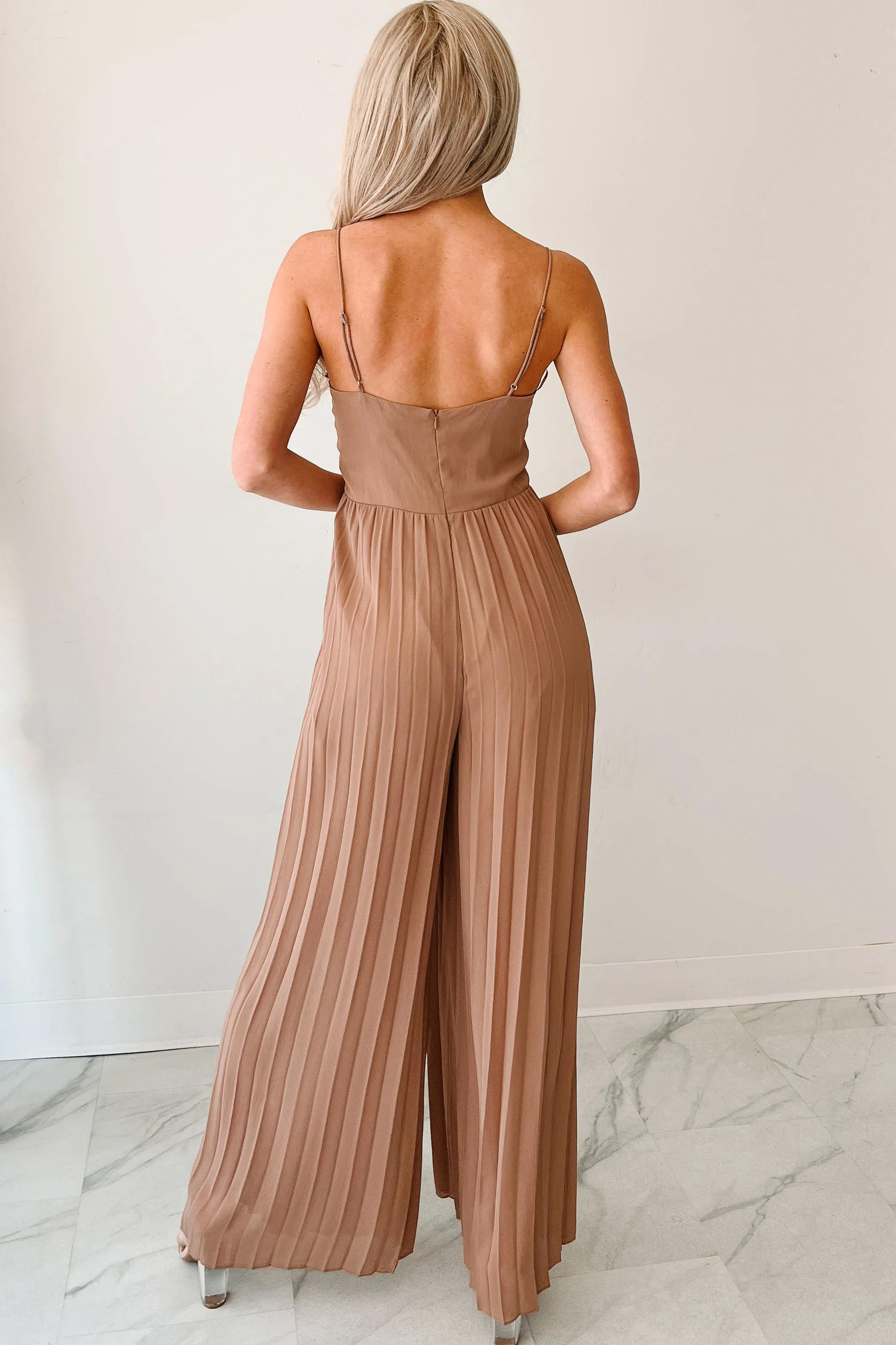 Ambition In Action Pleated Corset Jumpsuit (Taupe)