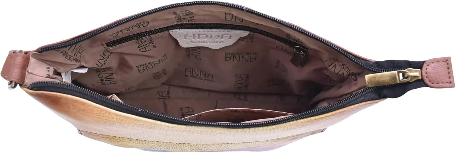 Anna by Anuschka Women Hand Painted Leather Medium Crossbody