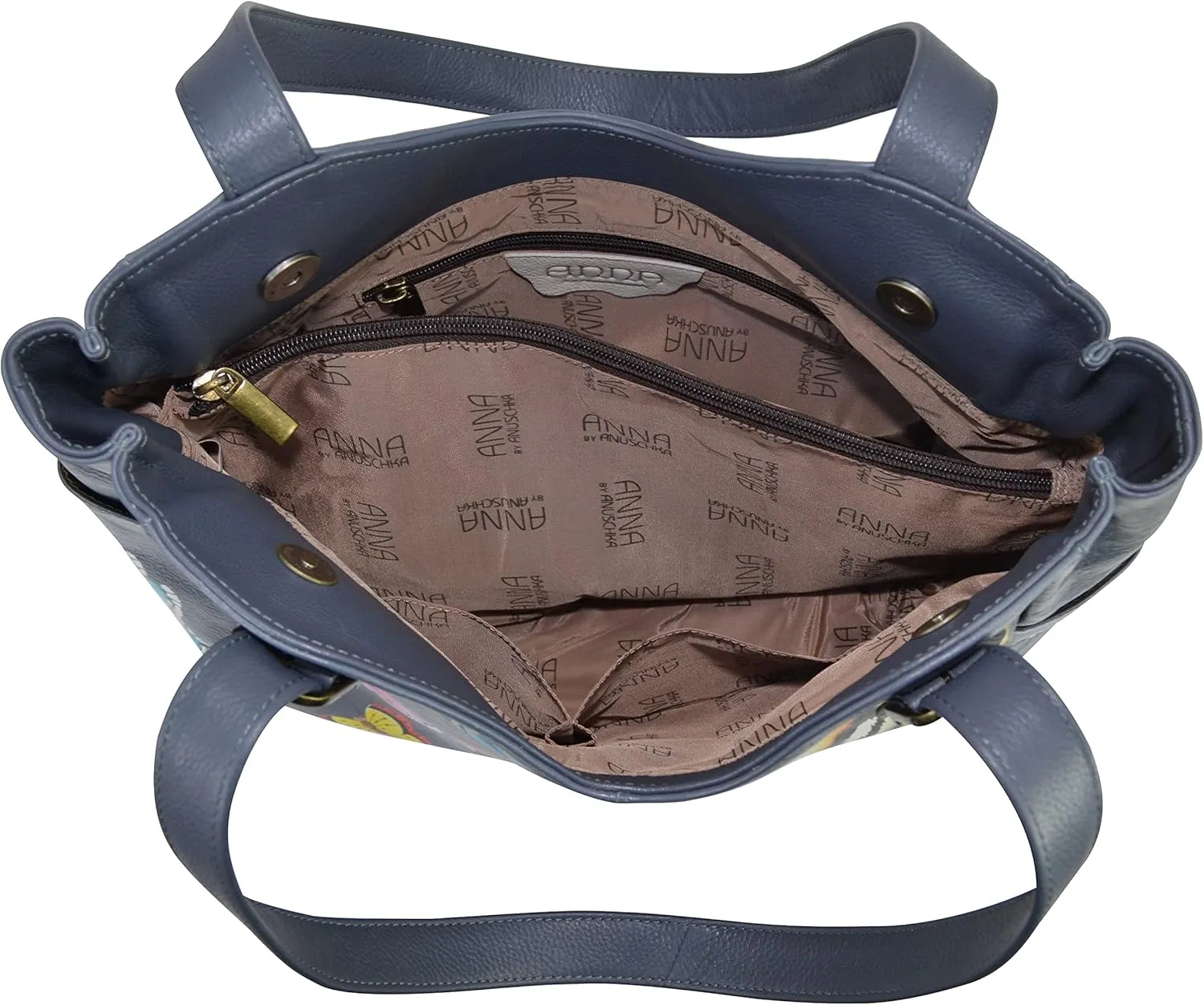 Anna by Anuschka Women's Genuine Leather Shoulder Bag - Hand Painted Original Artwork Exterior