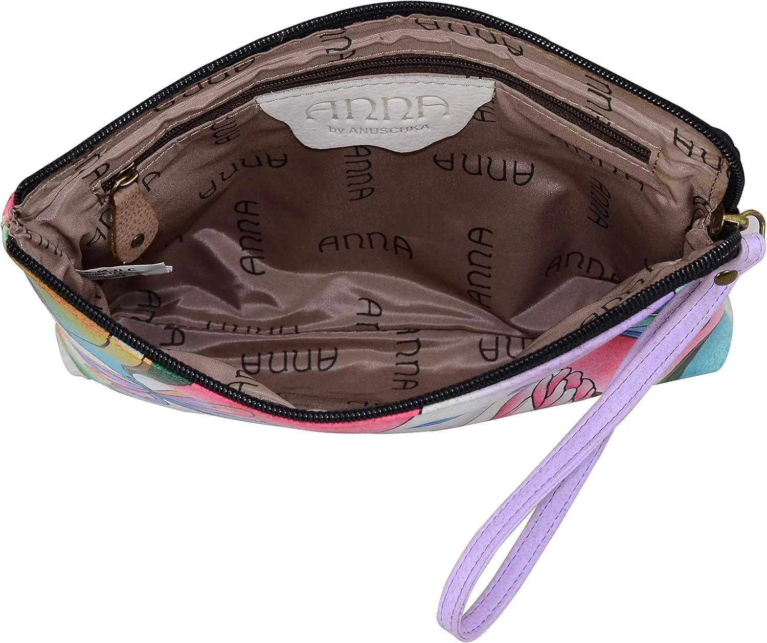Anna by Anuschka Women's Hand Painted Genuine Leather Wristlet Clutch