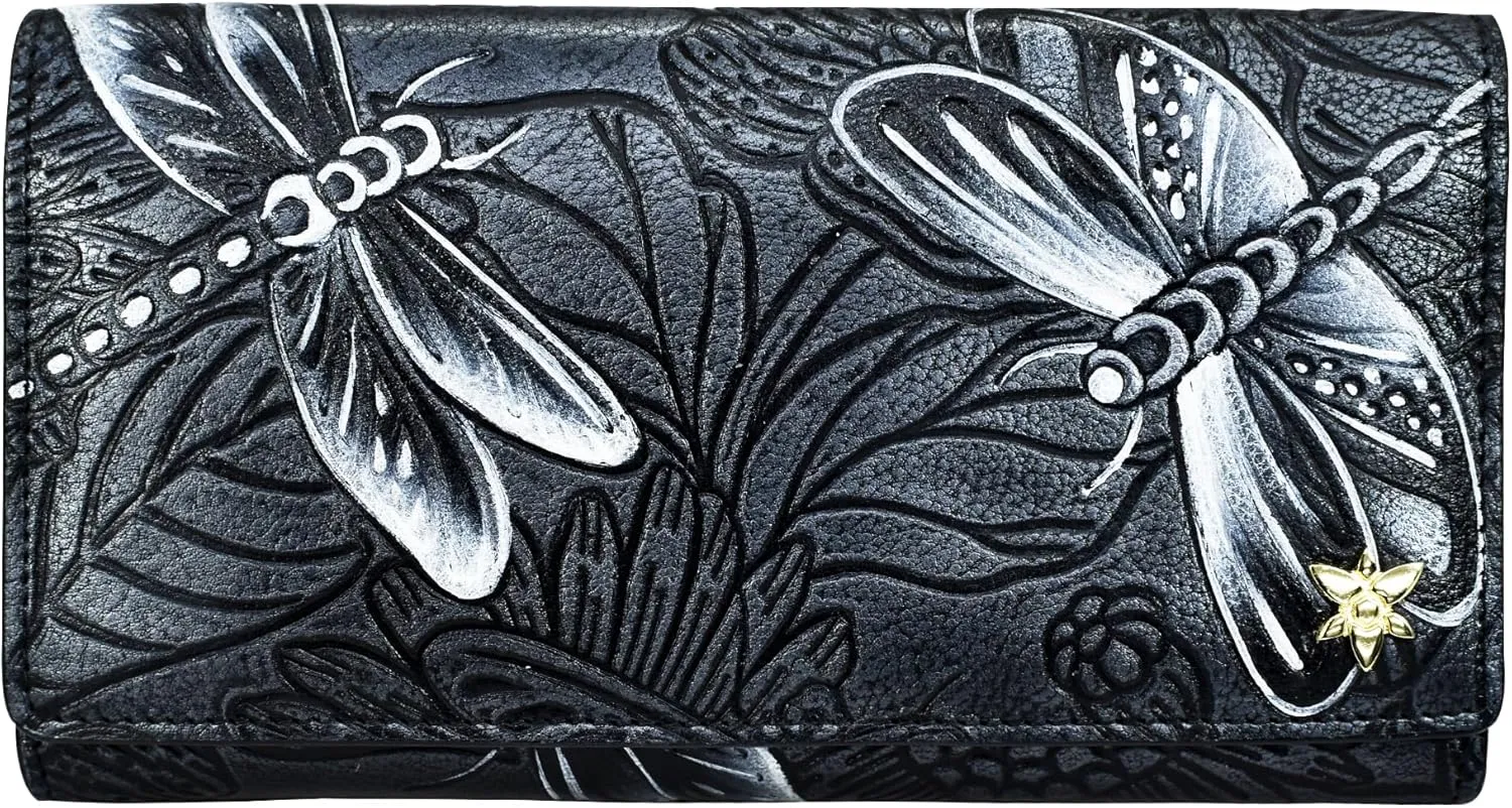Anuschka Women’s Original Hand-Painted Genuine Leather RFID Blocking Three Fold Wallet