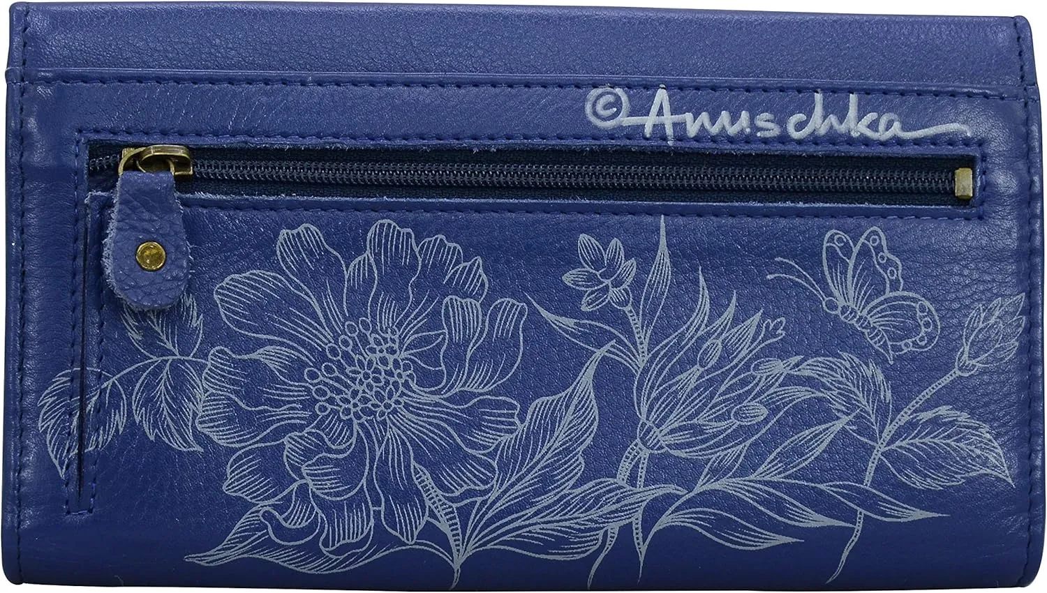 Anuschka Women’s Original Hand-Painted Genuine Leather RFID Blocking Three Fold Wallet