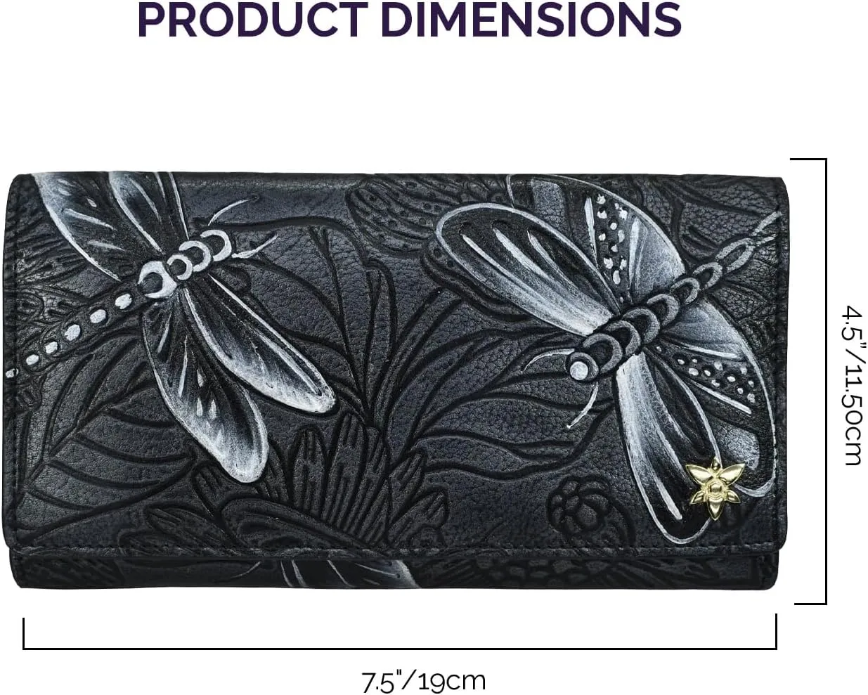 Anuschka Women’s Original Hand-Painted Genuine Leather RFID Blocking Three Fold Wallet