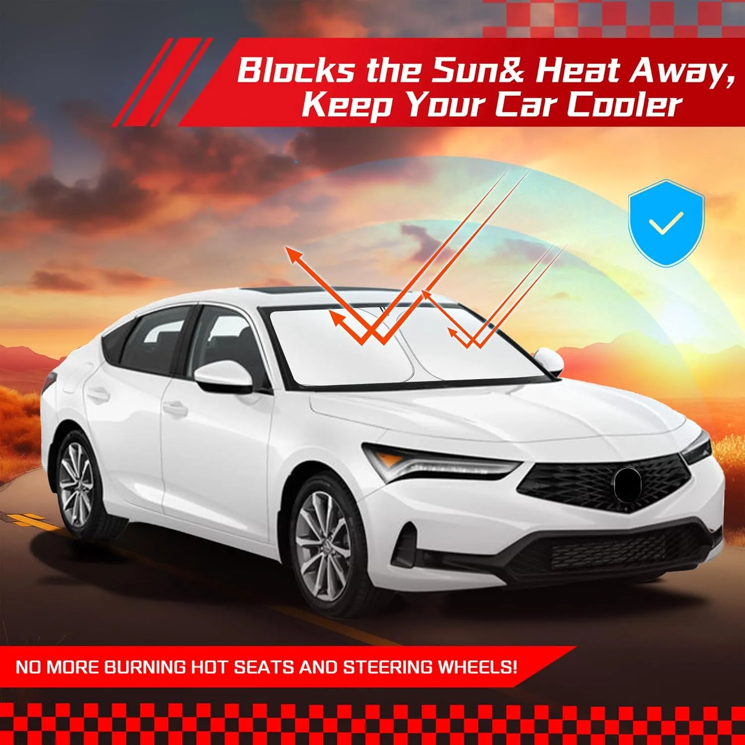 ARISMOTOR Windshield Sun Shade for Acura Integra 2023-2025, Custom Fit Foldable Front Window Sunshade Sun Visor Protector, Block UV Rays Keep Your Car Cooler