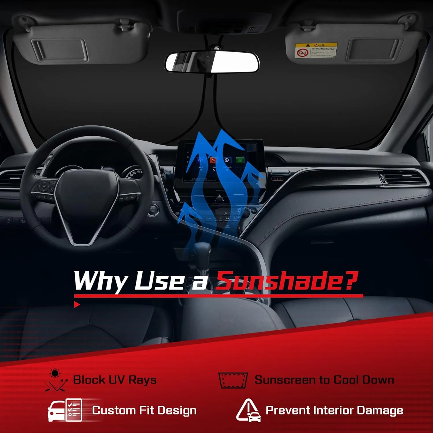 ARISMOTOR Windshield Sun Shade for Acura MDX 2021-2025, Custom Fit Foldable Front Window Sunshade Sun Visor Protector, Block UV Rays Keep Your Car Cooler