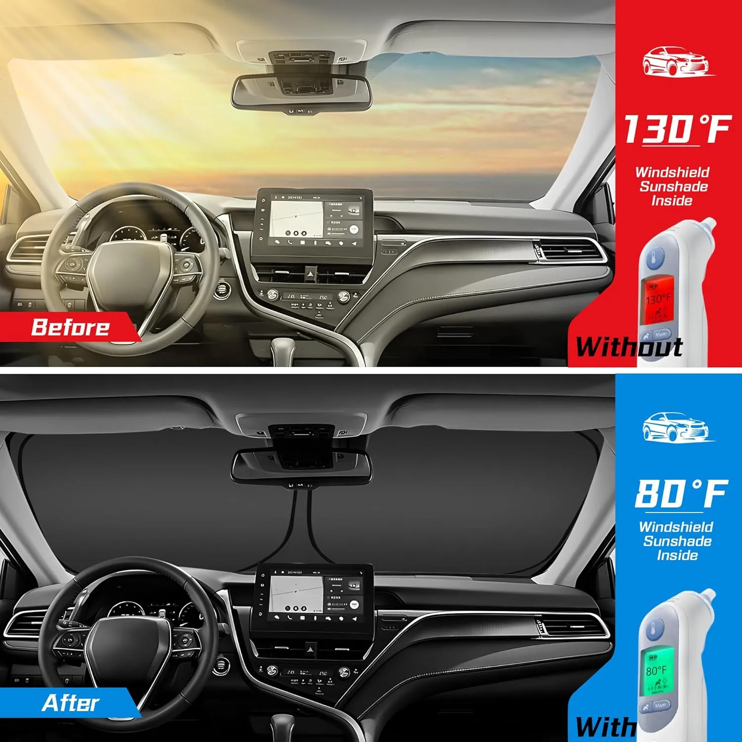 ARISMOTOR Windshield Sun Shade for Acura MDX 2021-2025, Custom Fit Foldable Front Window Sunshade Sun Visor Protector, Block UV Rays Keep Your Car Cooler