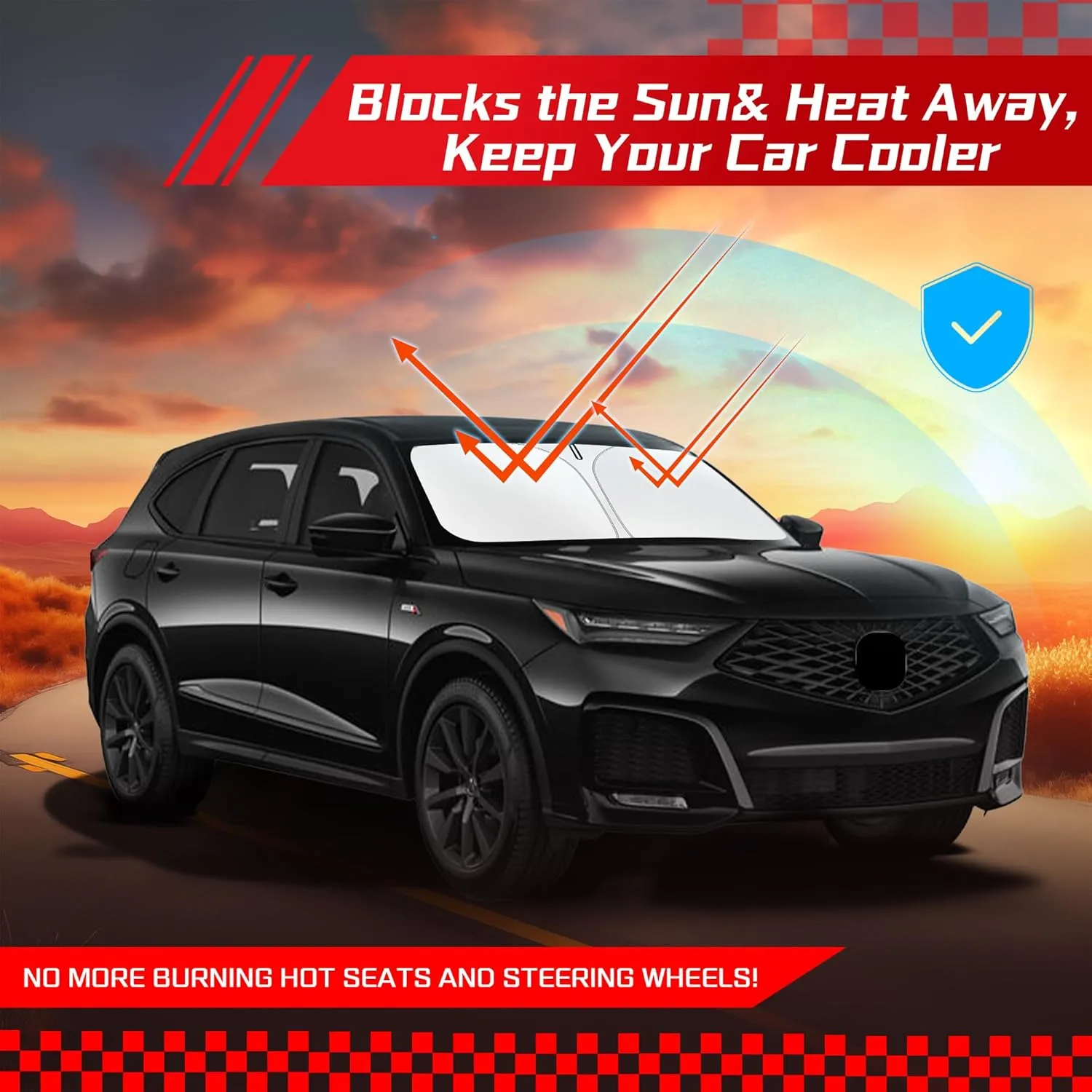 ARISMOTOR Windshield Sun Shade for Acura MDX 2021-2025, Custom Fit Foldable Front Window Sunshade Sun Visor Protector, Block UV Rays Keep Your Car Cooler