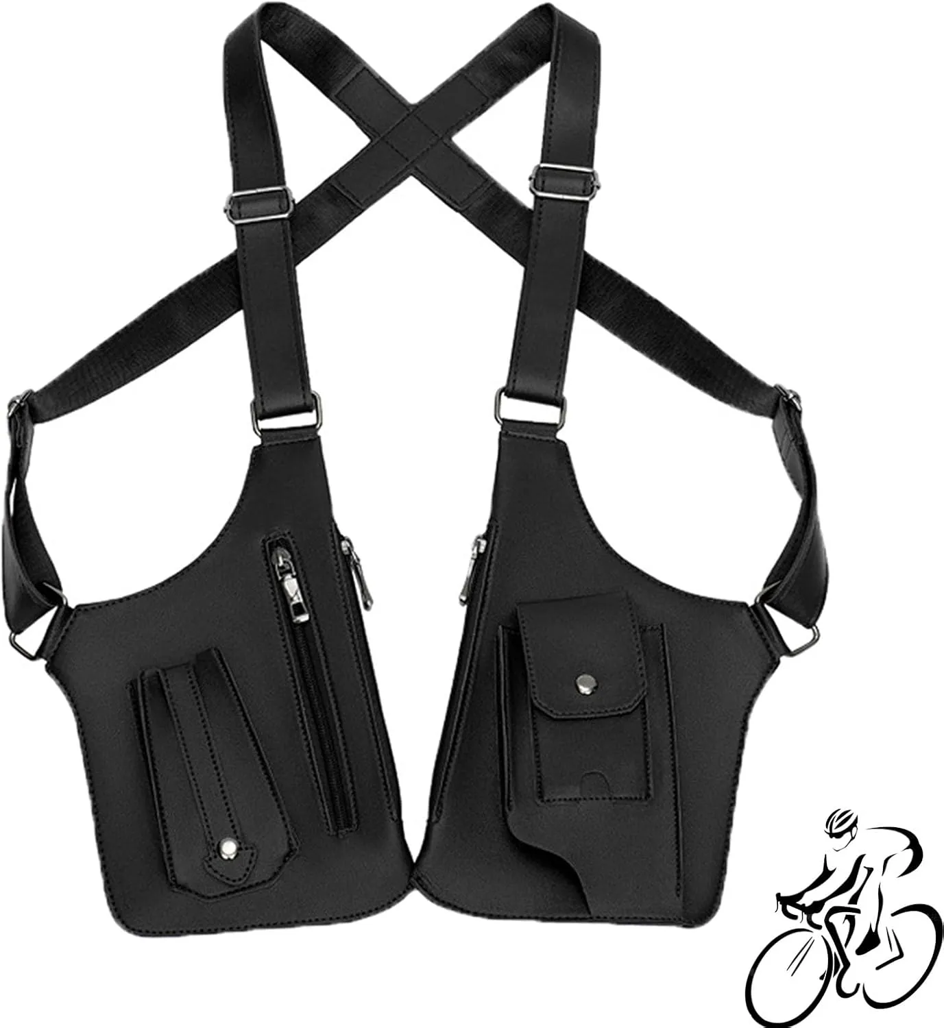 Armpit Bag for Men, Double Shoulder Armpit Bag for Men, Double Shoulder Strap Multi-pocket Outdoor Anti-Theft Tactical Bag, For Cycling, Cross-Country, And Marathons (Black)