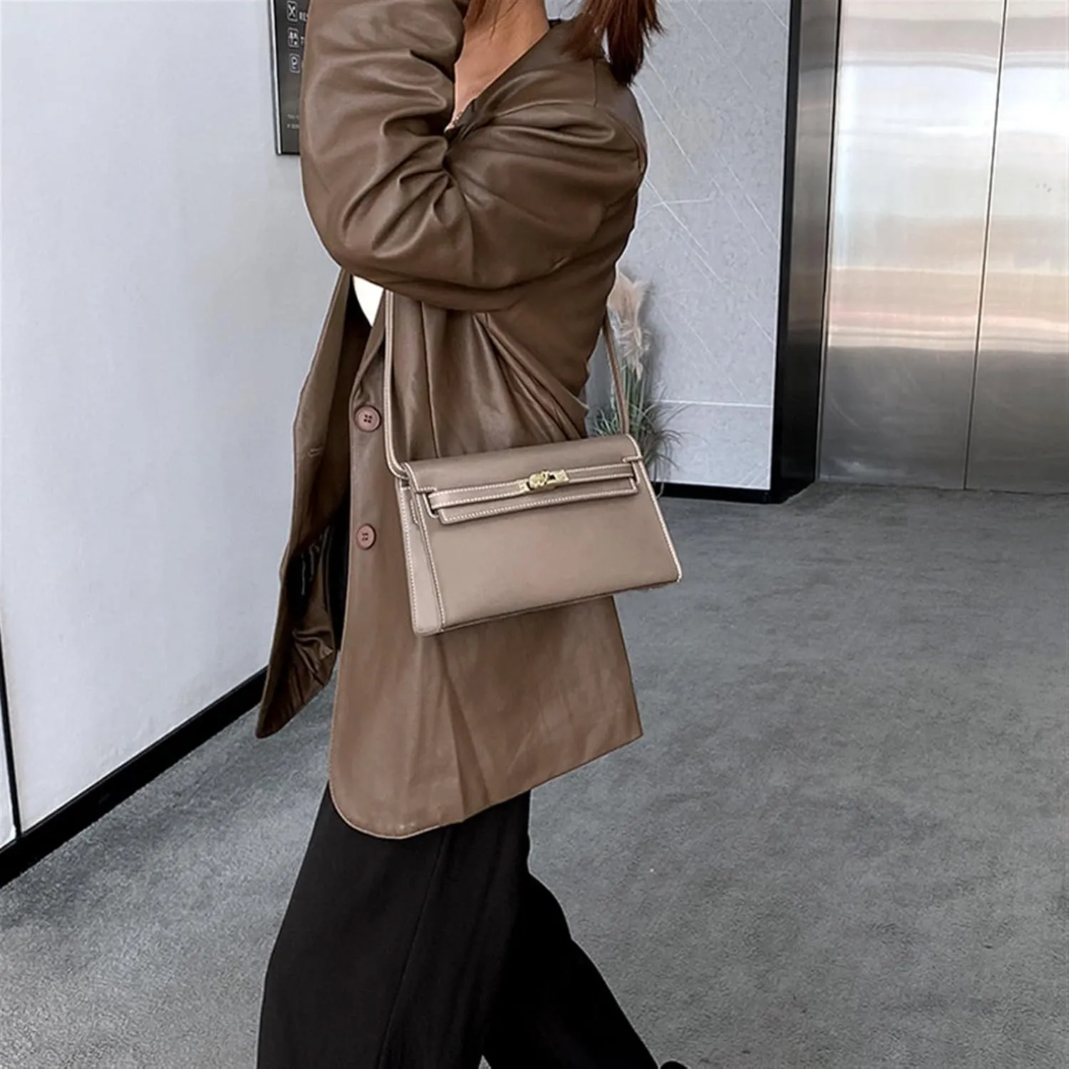 Armpit Sheepskin Print Leather Shoulder Crossbody Women's Bag