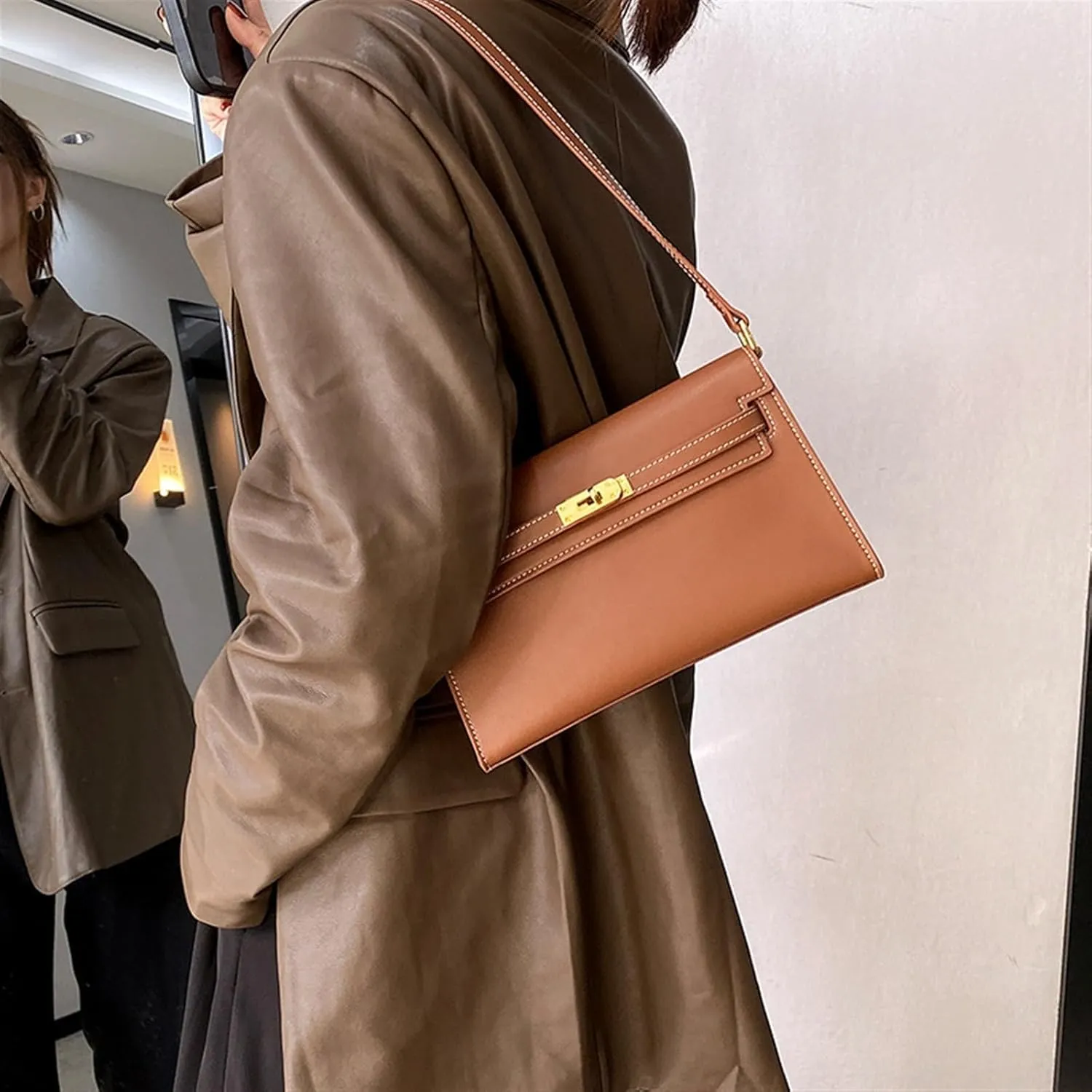 Armpit Sheepskin Print Leather Shoulder Crossbody Women's Bag
