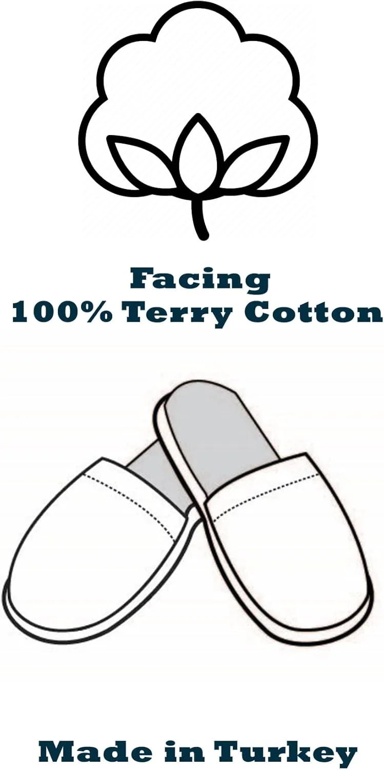 Arus Men's Cotton Slippers Turkish Terry Cloth for Spa and Bath