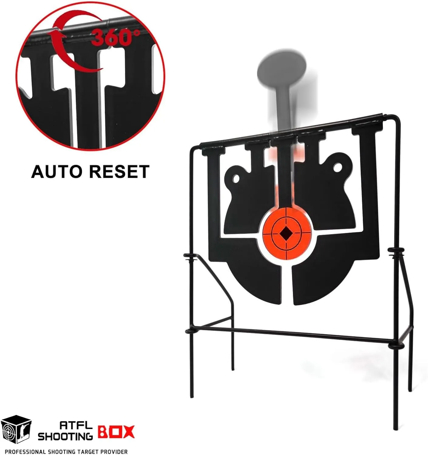 Atflbox 5 in 1 Pellet Gun Resetting Target, Heavy Metal Spinning Airgun Rifles and Handguns Shooting Target for Outdoor and Backyard, Rated for .177 .22 .25 Caliber