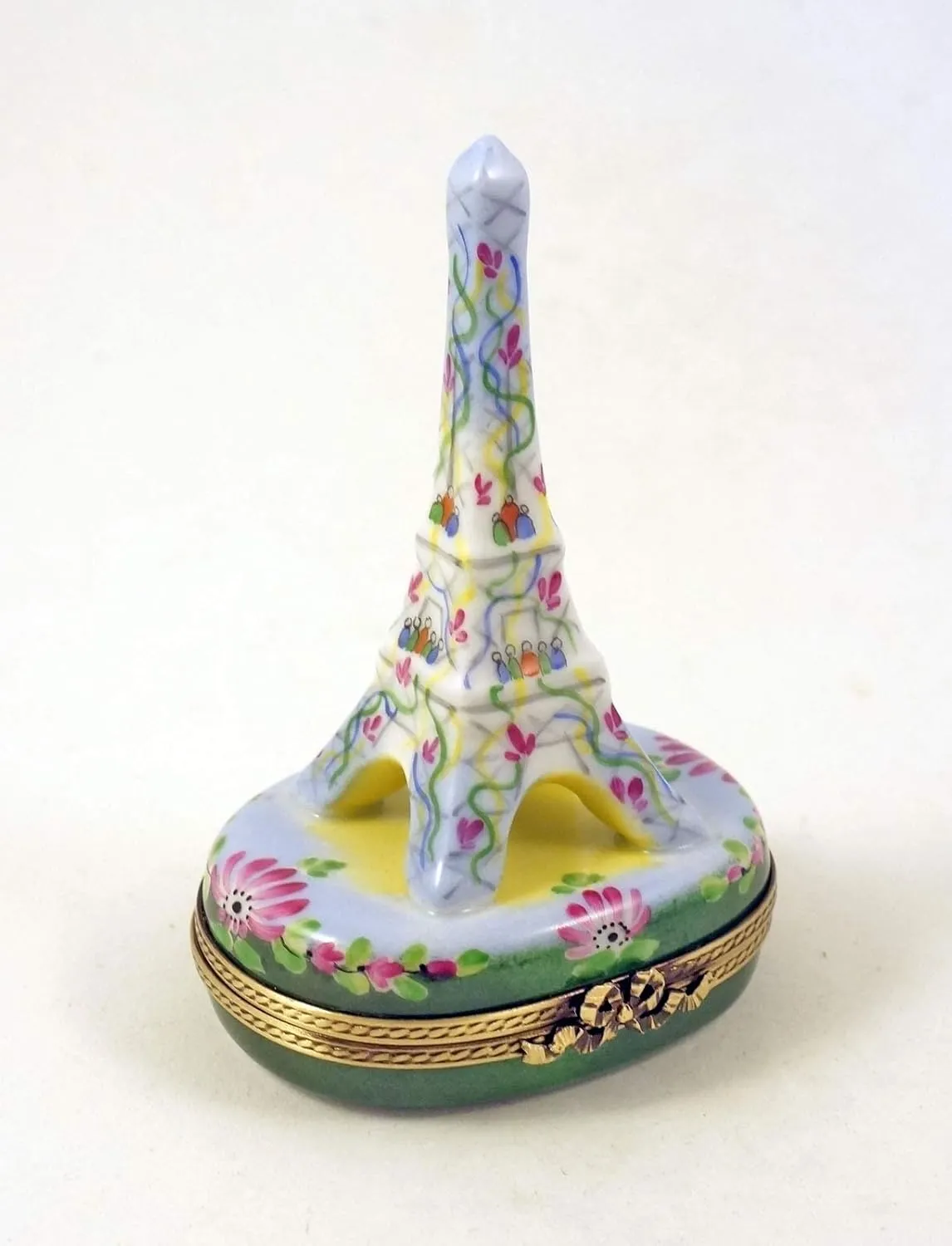 Authentic French Porcelain Hand Painted Limoges Box Gorgeous Eiffel Tower Famous Paris Monument in Spring