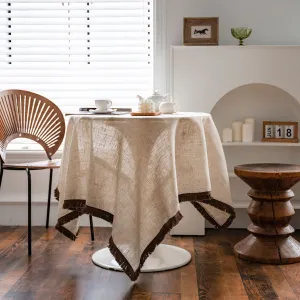 Azalea Champagne Linen Tablecloth