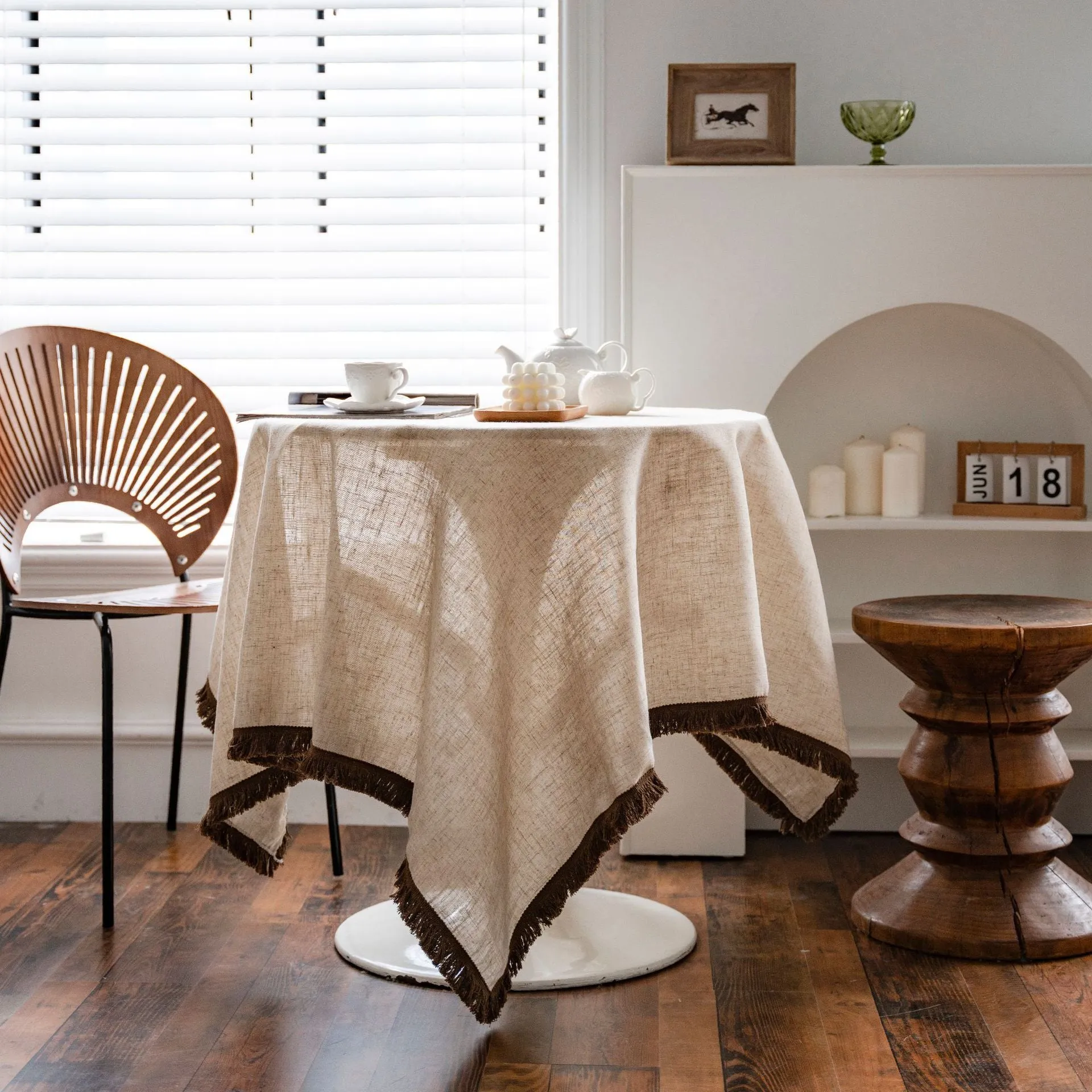 Azalea Champagne Linen Tablecloth